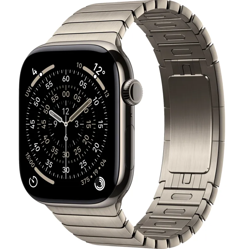 Apple Watch 11 GPS + Cellular mieten, 42 mm oder 46 mm Titan Natur, Gliederarmband Natur