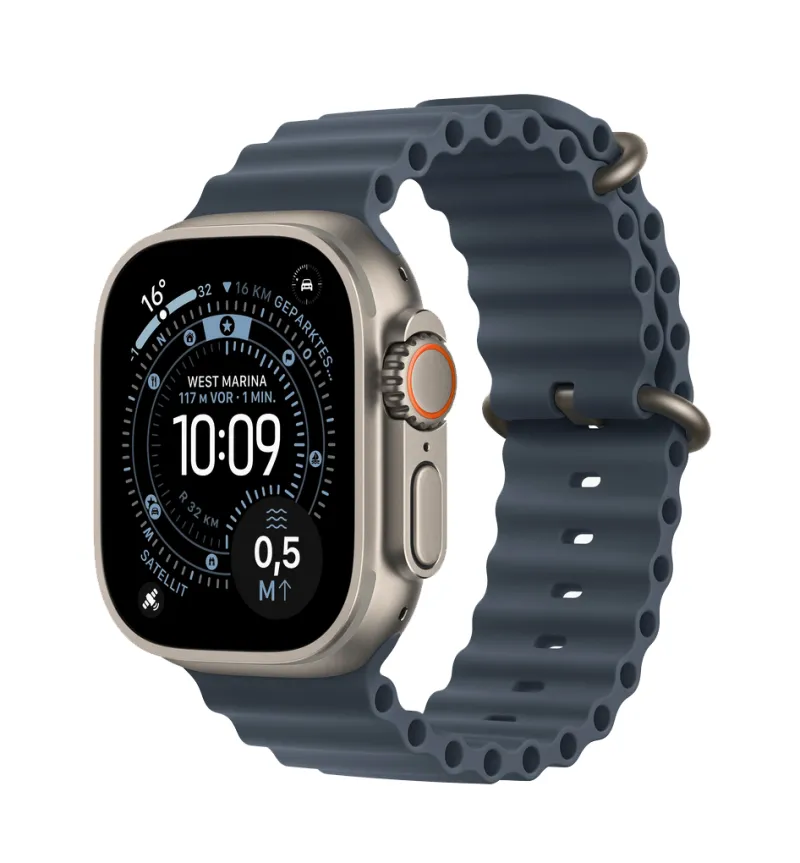 Apple Watch Ultra 3 Titan Natur mieten, mit Ocean Armband