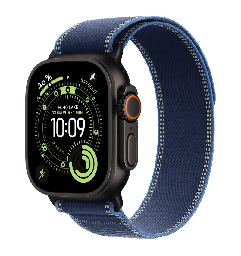Apple Watch Ultra 3 Titan Schwarz mieten, mit Trail Loop Armband