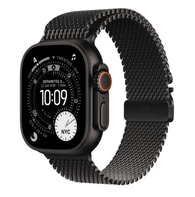 Apple Watch Ultra 3 mieten, mit Milanaise Armband Titan Schwarz