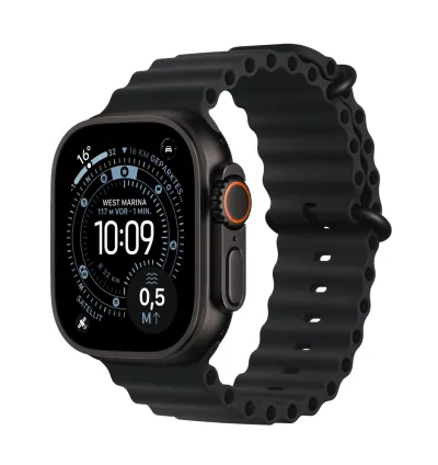 Apple Watch Ultra 3 Titan Schwarz mieten, mit Ocean Armband