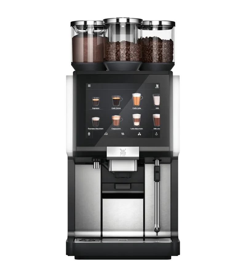 WMF 5000 S+ mit Festwasseranschluss mieten, 2 Mühlen, Schokopulver und Dynamic Milk, 400 V