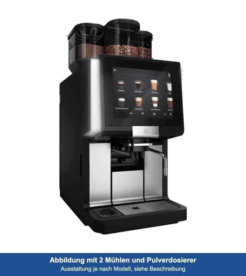 WMF 1500 S+ mit Festwasseranschluss mieten, 2 Mühlen und Easy Milk